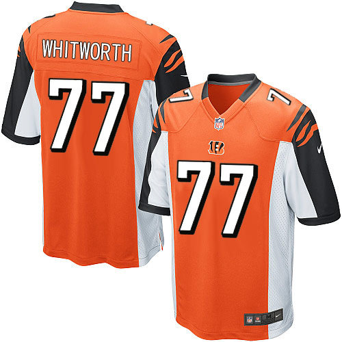 Men's Game Andrew Whitworth Nike Jersey Orange Alternate - #77 NFL Cincinnati Bengals